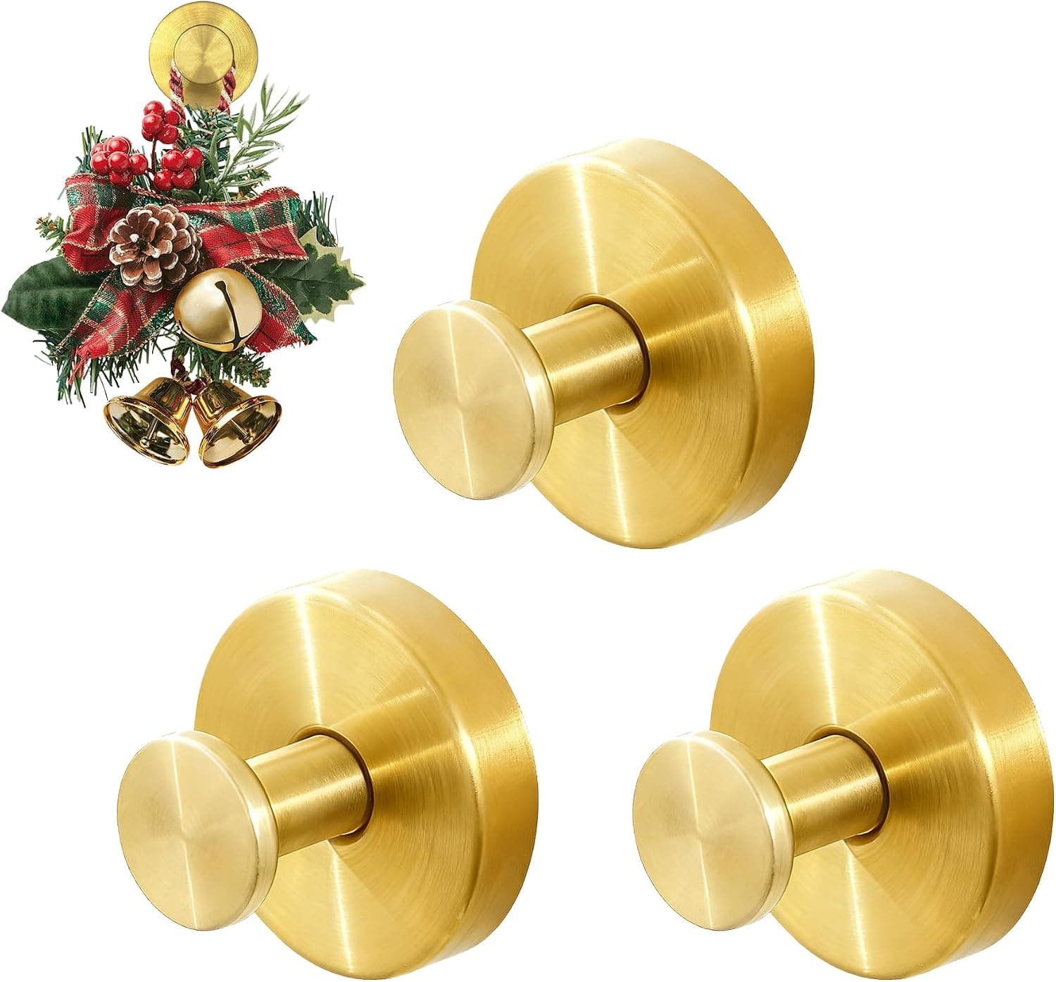 3 Pack No Drill Adhesive Hooks, Strong Stick On Wall Hooks for Hats, Towels, Coats & Bags, Heavy Duty Removable Hat Organizer Hooks for Bathroom, Entryway, Kitchen - Damage-Free Installation
