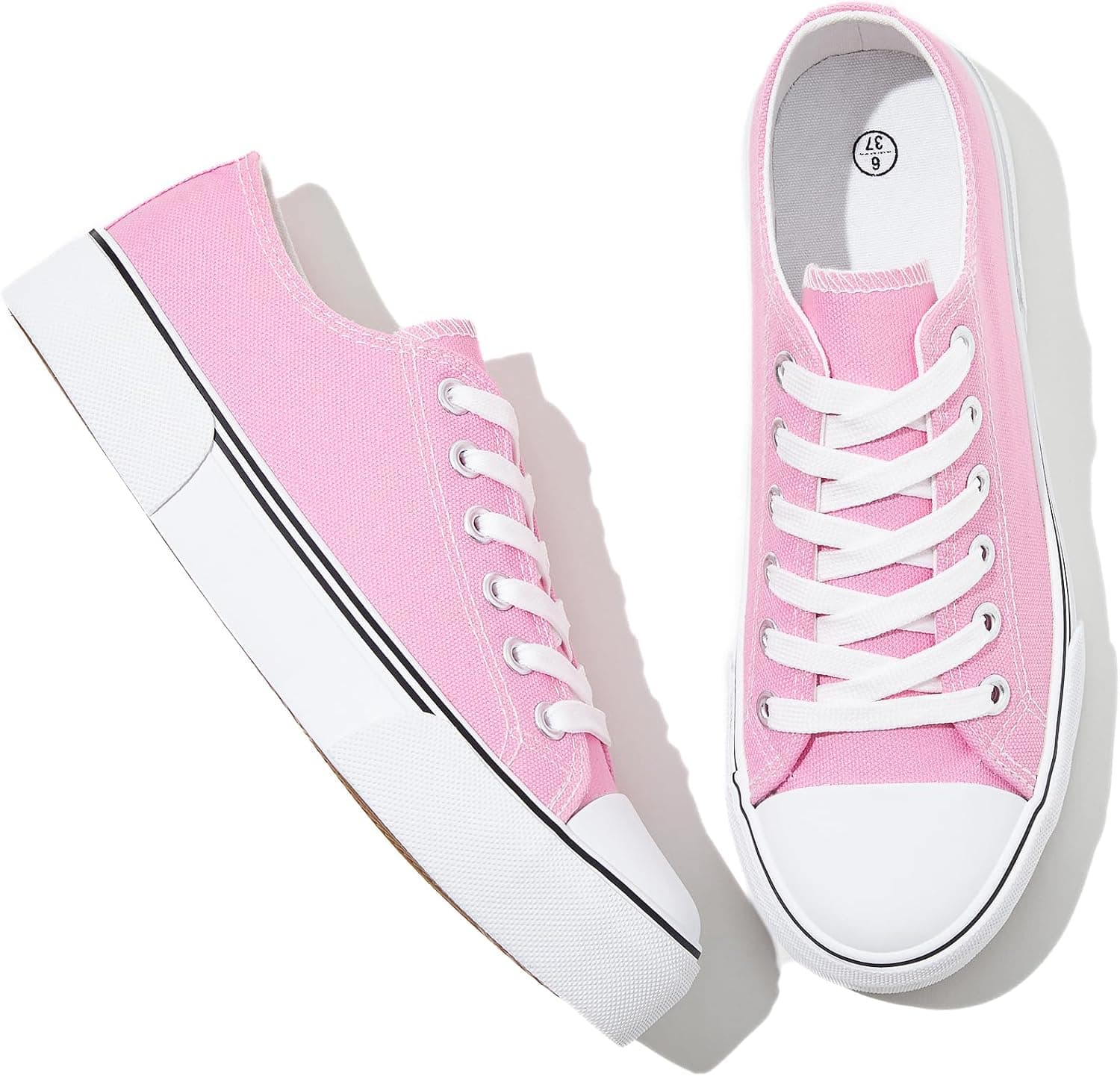 Canvas Tennis Shoes for Women Low Top Casual White Black Sneakers for Women Lace Up Fashion Comfortable Walking Shoes - image 1