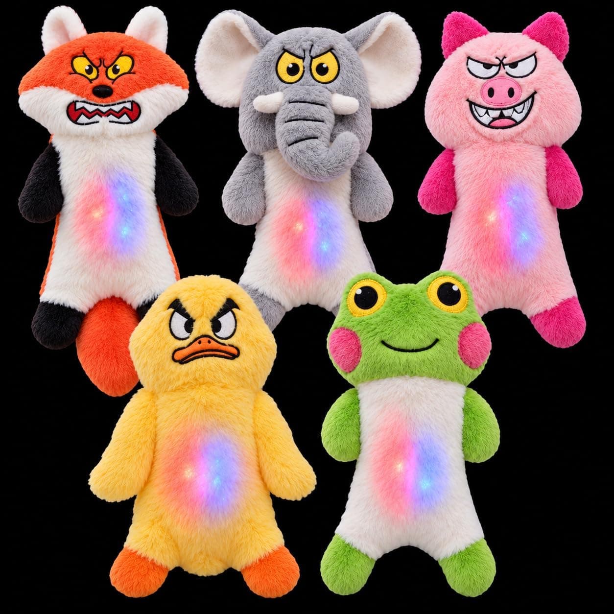 LECHONG No Stuffing Dog Toys for Small and Medium Dogs, Puppy Interactive Squeaky Toys with Light