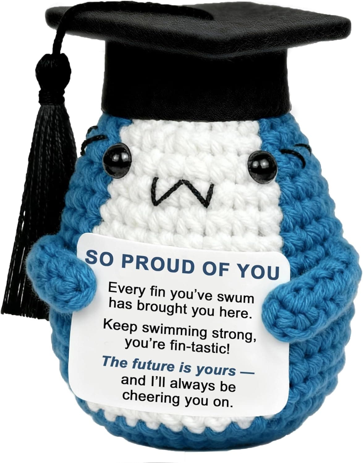 2026 Graduation Gifts for Daughter Son, Cute Crochet Shark with Graduation Cap, College High School Graduate Gift, Proud of You Gift Small Desk Decor - image 1