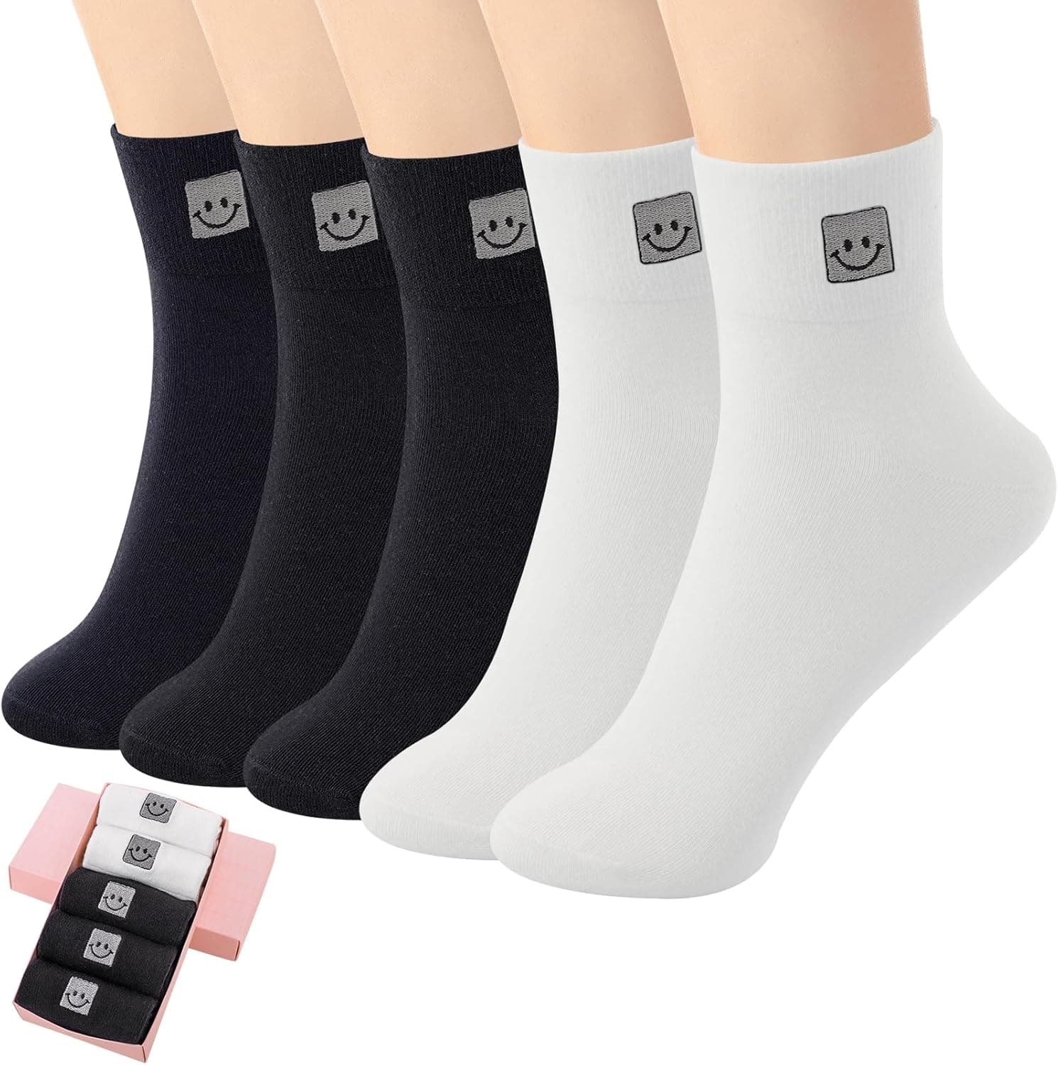 HUGSWEET Soft Comfy Cotton Breathable Socks for Women above Ankle Mini Crew Bootie Socks Gifts for Women 5-10 Pairs - image 1
