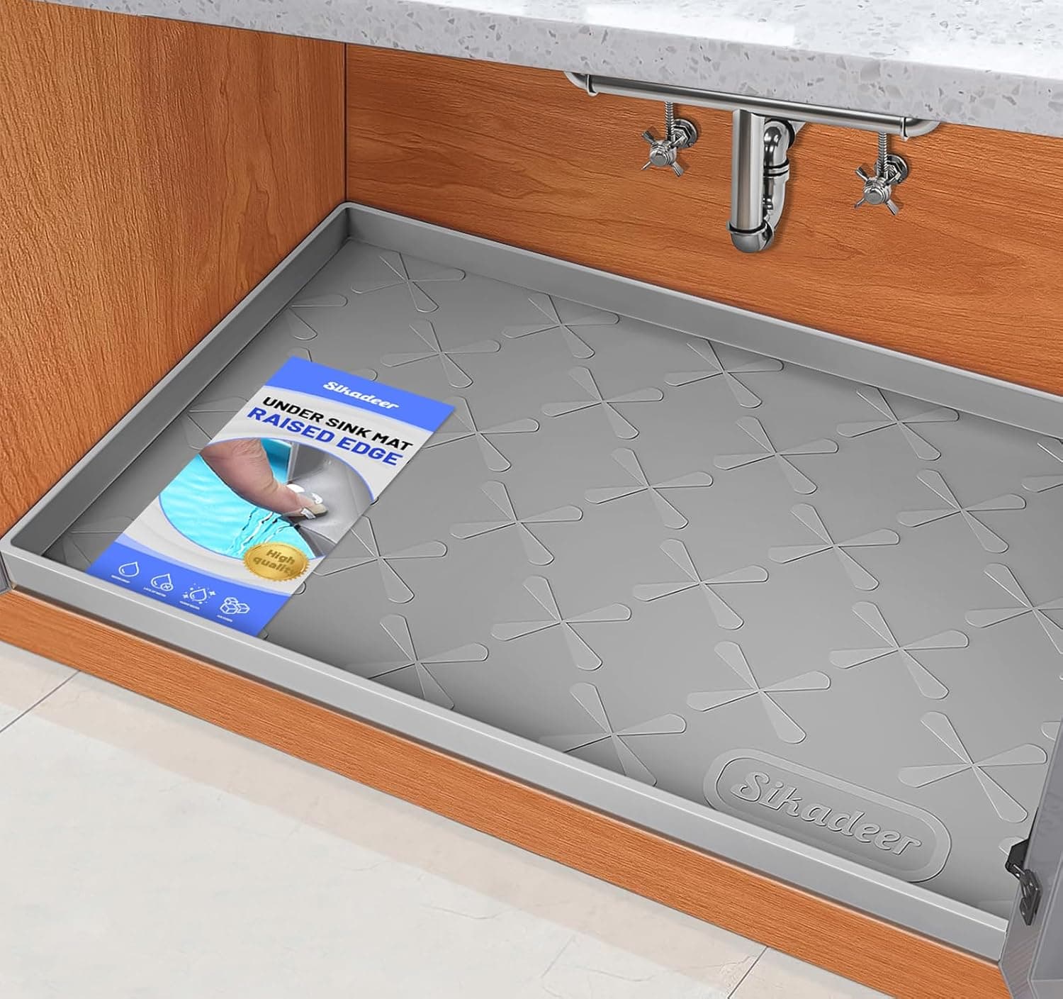Waterproof Under Sink Mat 34" x 22", Silicone Mat Kitchen liner