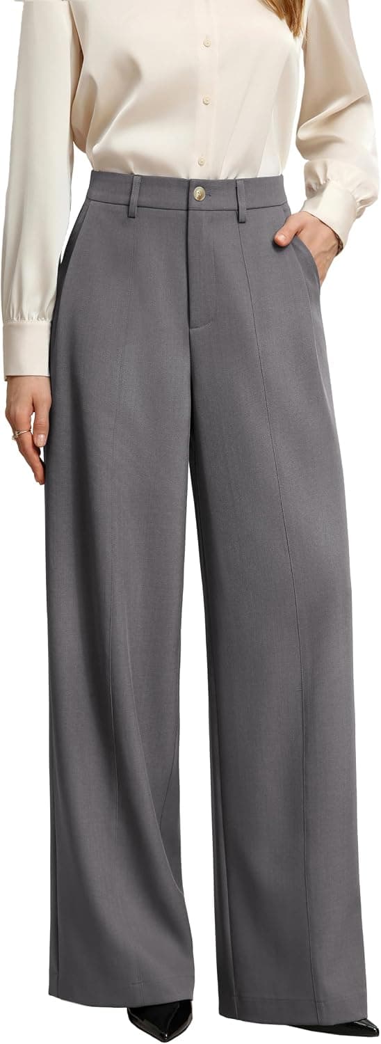 GRACE KARIN Womens Wide Leg Dress Pants,2026 Fall High Waisted Trousers with Pockets, Business Office Work Slacks Outfit