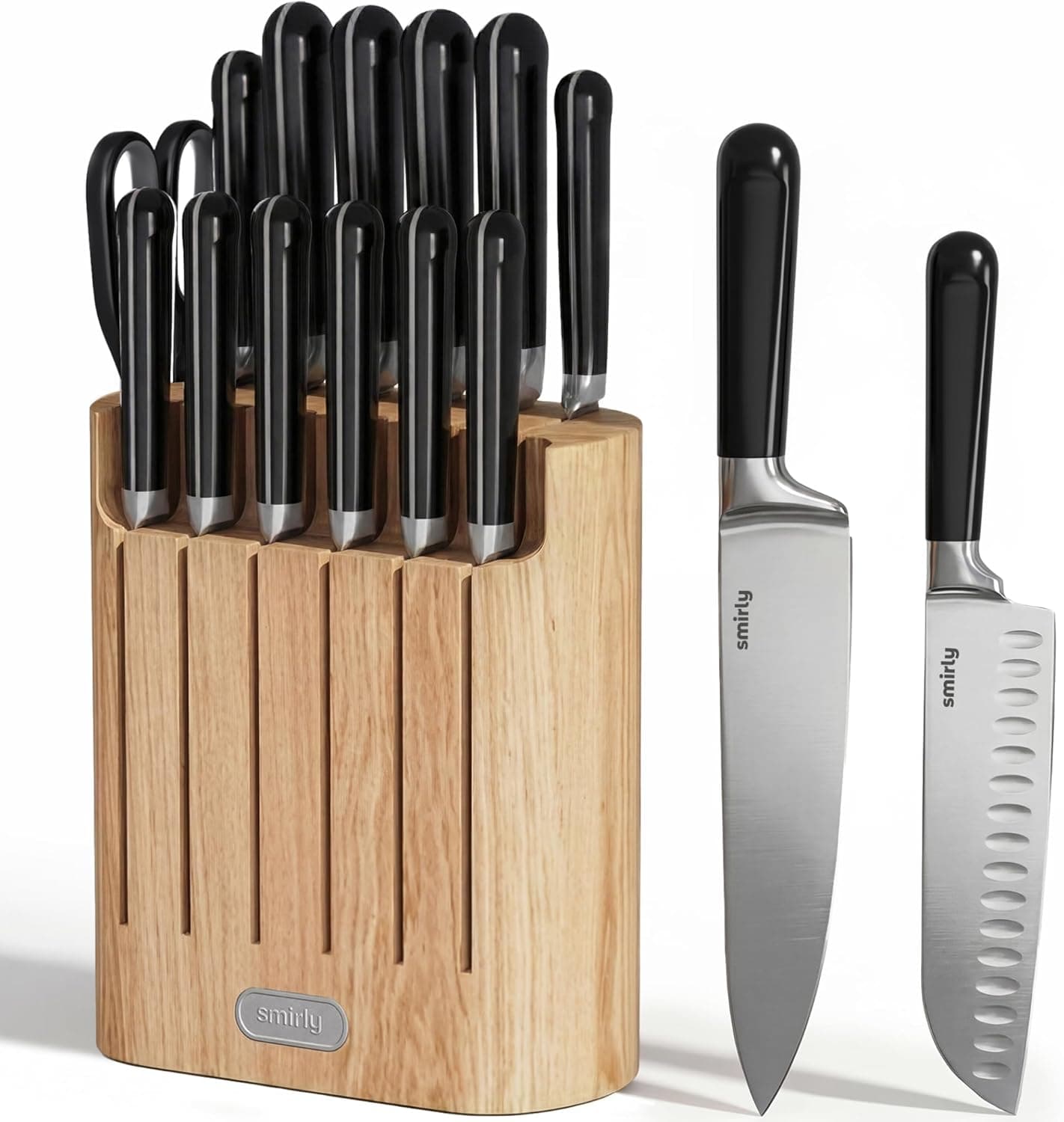SMIRLY 14-Piece Kitchen Knife Set with Magnetic Block, High Carbon Stainless Steel Chef Knives, Ultra Sharp, Dishwasher Safe, Black - image 1