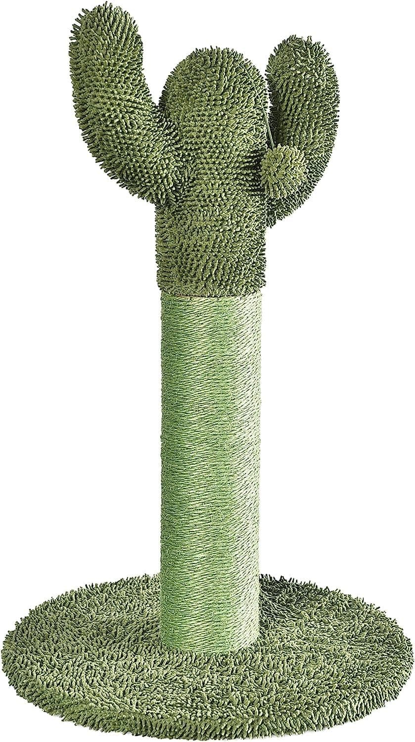 Amazon Basics Cactus Cat Scratching Post with Dangling Ball, 26 Inches, Green - image 1