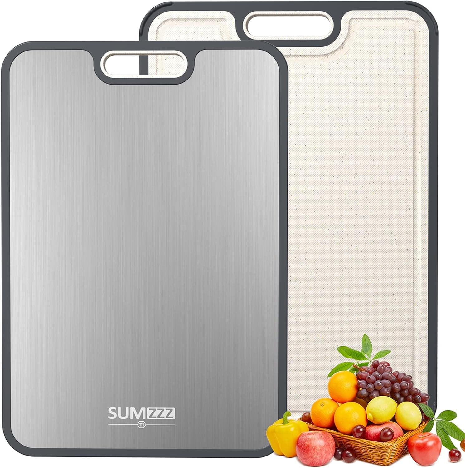 Titanium Cutting Board for Kitchen, Cutting Board Double Sided Food Grade, Pure Titanium/PP, Easy to Clean Large Size 15โร10.3โ