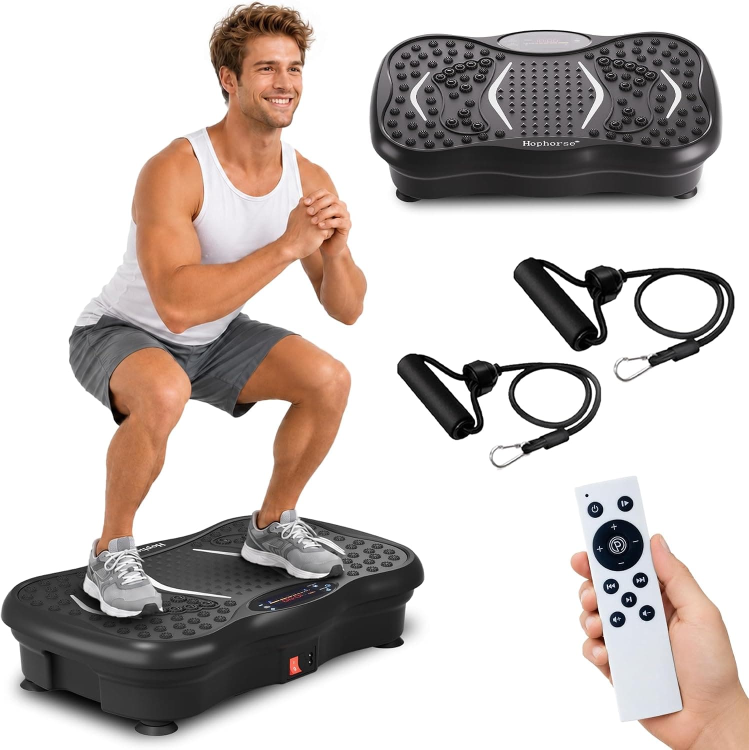 Vibration Plate Exercise Machine for Lymphatic Drainage, 200 Speeds Vibrating Fitness Platform for Full Body Workout and Weight Loss, 300 Lbs Capacity with Resistance Bands for Women Men - image 1