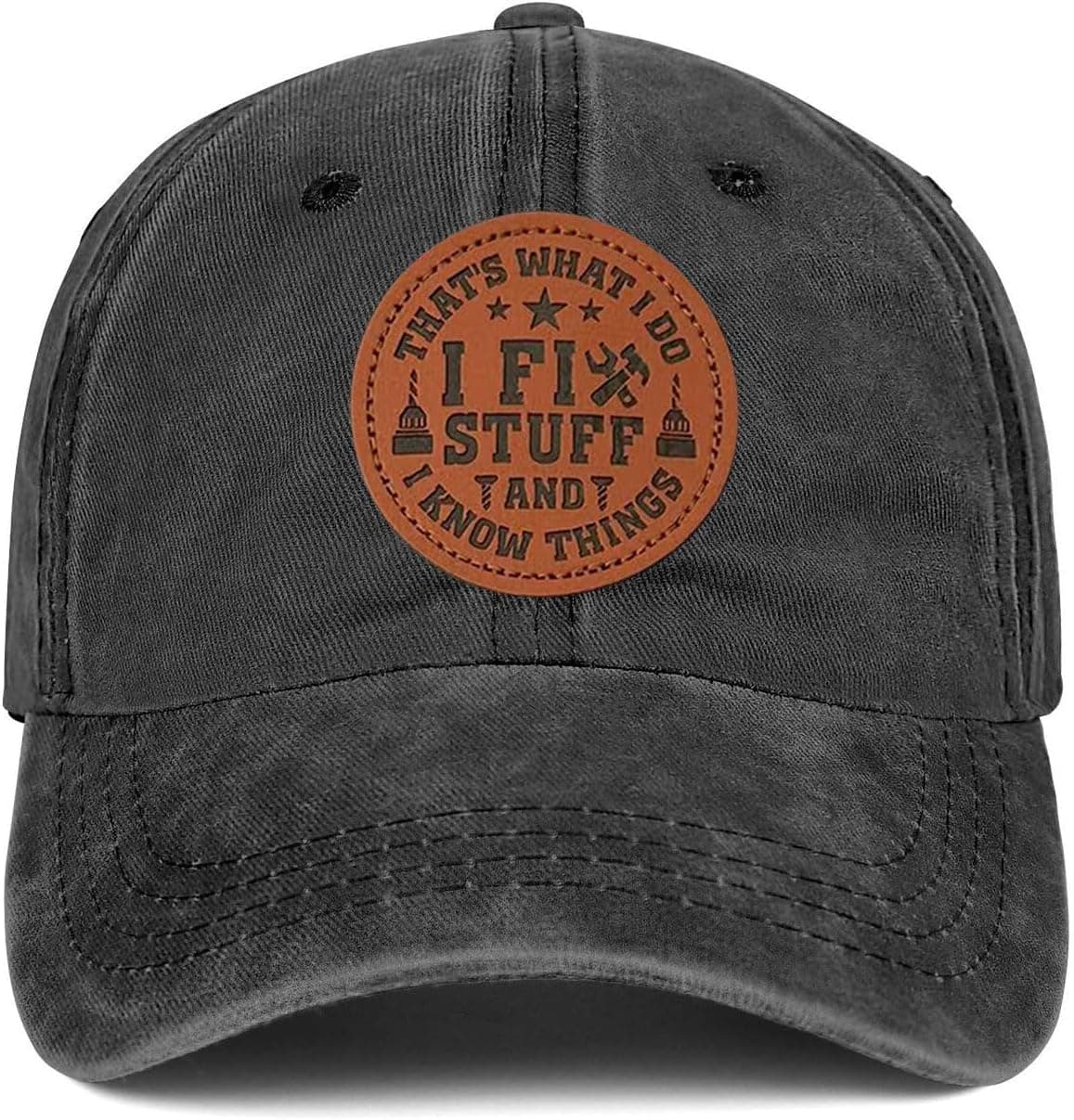 Embroidered Leather That's What I Do I Fix Stuff and I Know Things Hat for Men Dad Husband Uncle Adjustable Baseball Cap