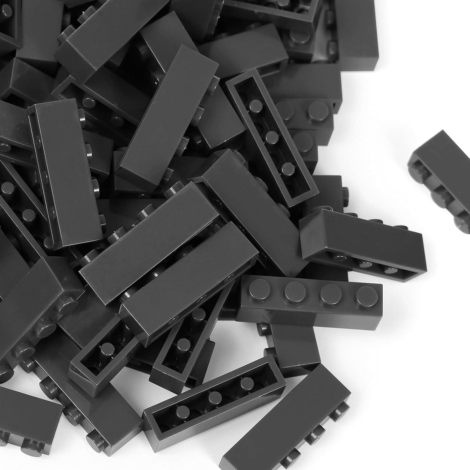 Lekebaby Classic Building Bricks, 100 Piece 1x4 Building Blocks STEM Creative Building Toys Compatible with All Major Brands, Educational Toy for Boys Girls 6 Years Old and Up(1x4 Dark Gray)