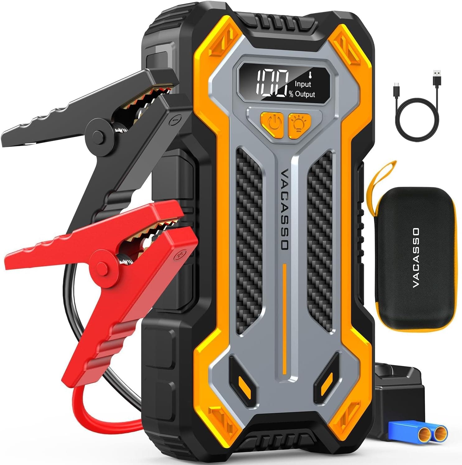 Car Jump Starter, 5000A 12V Battery Jumper Starter Portable, Up to 10L Gas/8L Diesel Engines, Booster Car Starter Jump pack, Jump Box with Jumper Cables, LED Light, Long Standby - image 1