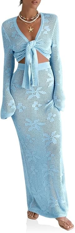 Women's Summer Swimsuit Coverup Crochet Knit - image 1