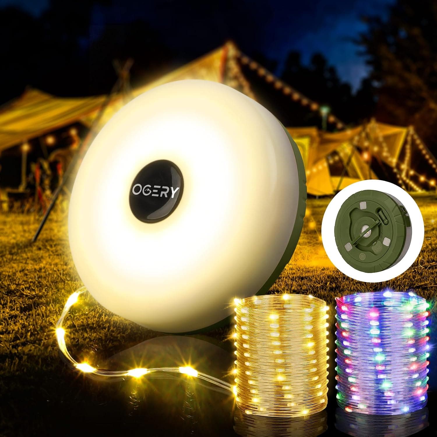 4 in 1 Rechargeable Camping String Lights 32.8FT - Waterproof LED Lamp with 8 Modes & Portable Storage - image 1