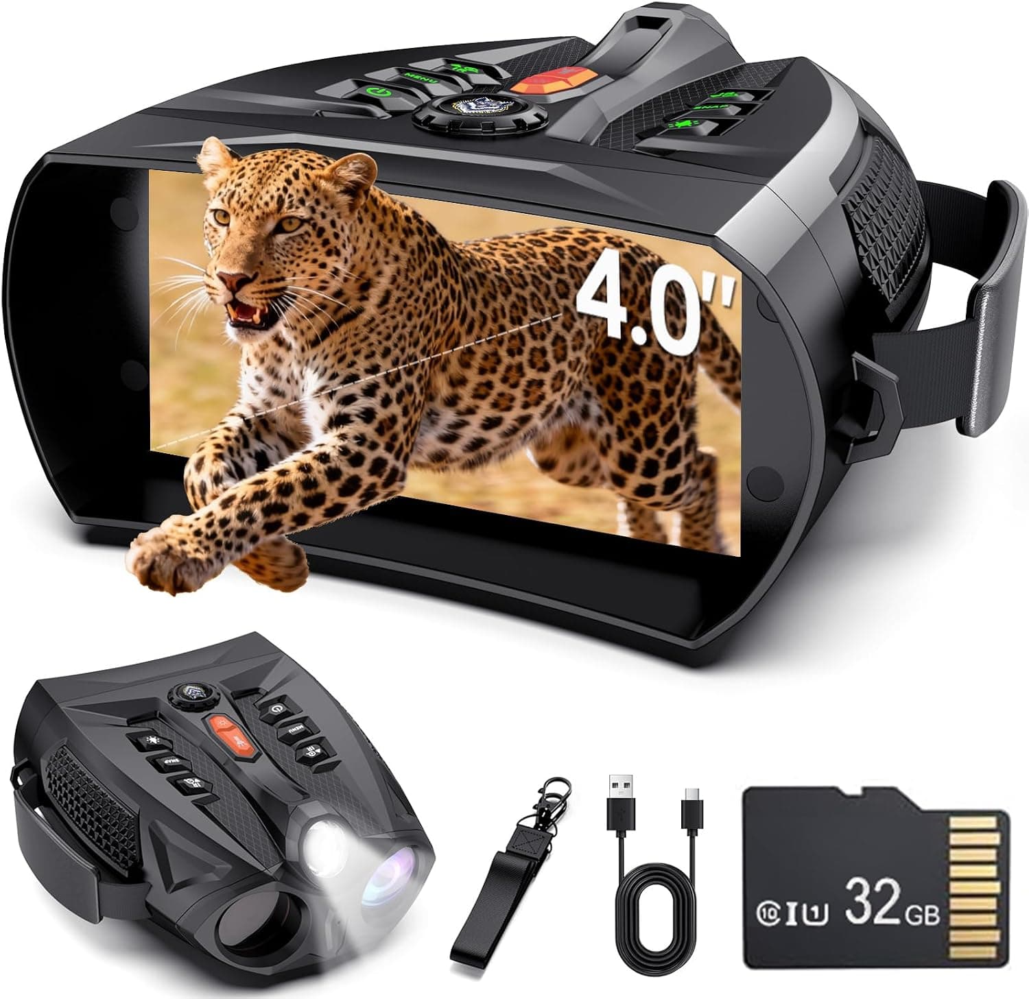 Night Vision Goggles, 4K Night Vision Binoculars for Adults with 10X Digital Zoom, 7-Level IR, 5000mAh Rechargeable Battery, 4'' HD Screen, Flashlight & 32GB TF Card for Hunting, Camping, Security - image 1
