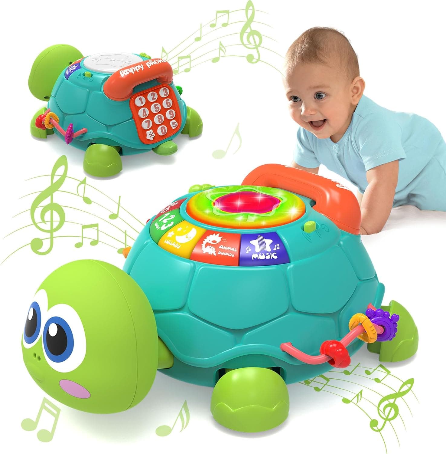 Musical Turtle Baby Toys 6-12 Months,Baby Crawling Toys for 12-18 Months,Early Learning Toy with Light&Sound,Tummy Time Toys Gifts for 3-6 4 5 7 8 9-12 18 Month Boy Girl(Green) - image 1