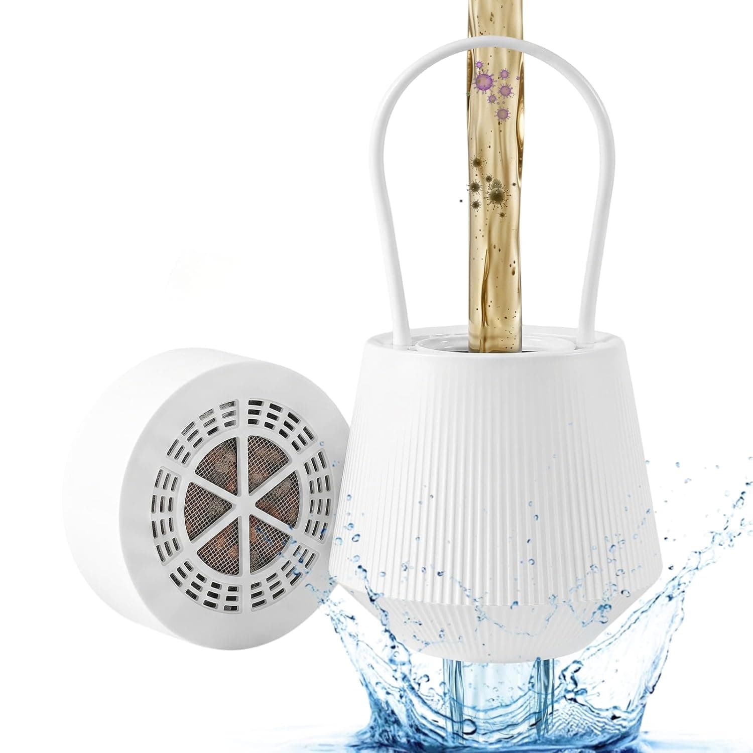 Bath Filter for Tub Faucet, 15-Stage Filtration (2500 Gallons), Removes Chlorine/Fluoride/Heavy Metals, pH Balancer, BPA-Free, Easy Install for Sensitive Skin, Baby & Pets (White) - image 1