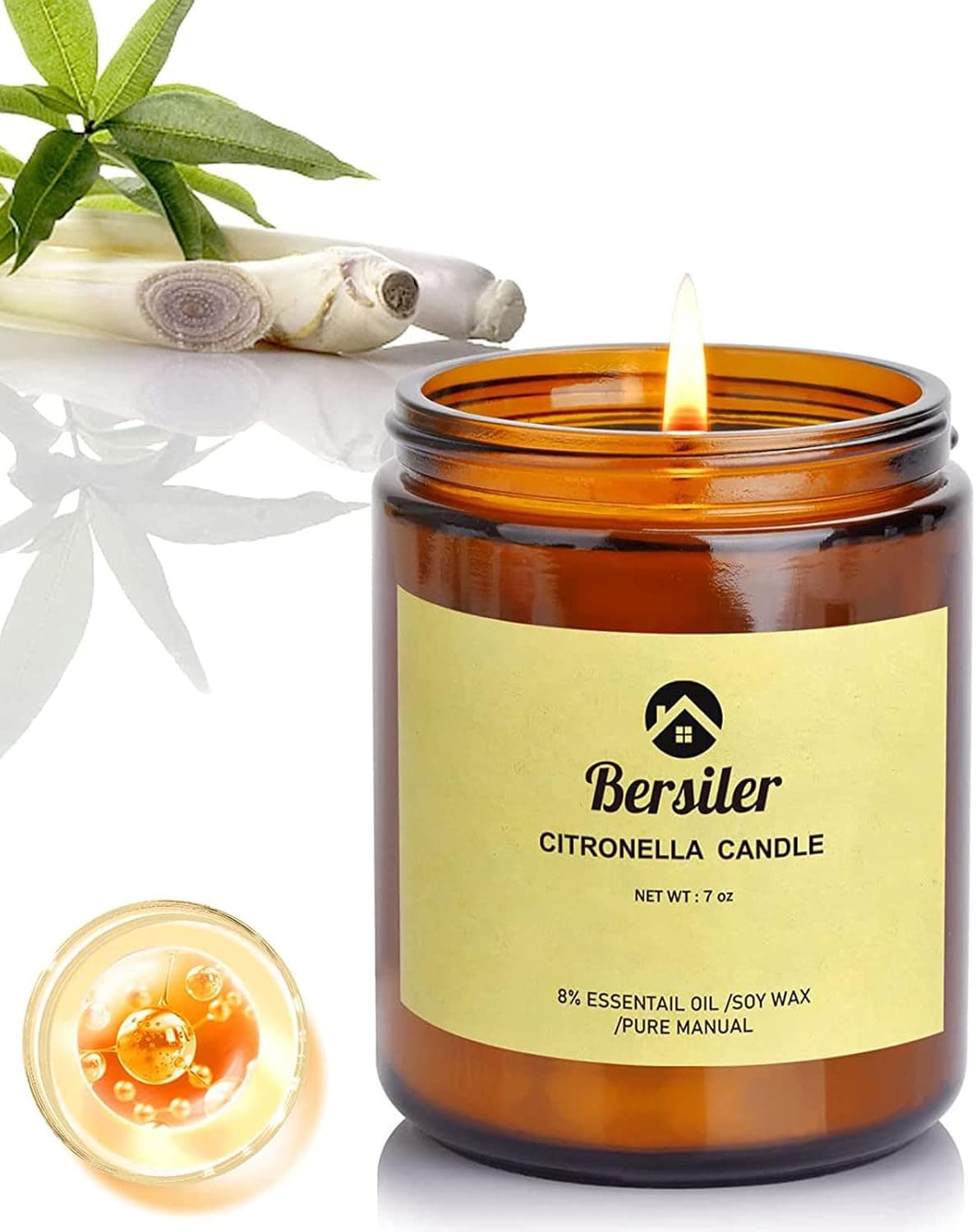 Aromatherapy Candles, Scented Candles, 7 OZ Lemongrass Citronella Candles, Stress Relief and Relax for Home & Bedroom Gift for Women Birthday Christmas, Soy Wax Candle - image 1
