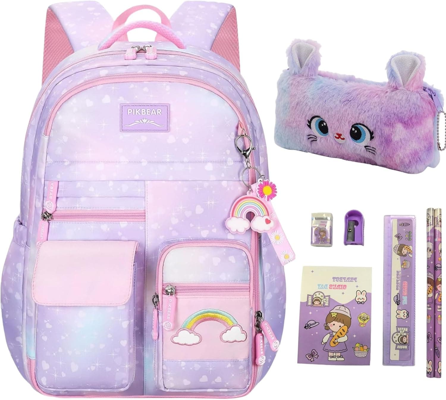 Girls Backpack, Kids Backpack for Girls School bag Kids Bookbag Children Teens for Teen Elementary Middle School Back To School Purple