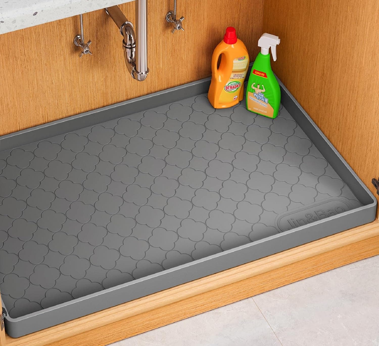 Jin&Bao Under Sink Mat 34" x 22" Waterproof Silicone Cabinet Kitchen Liner - image 1