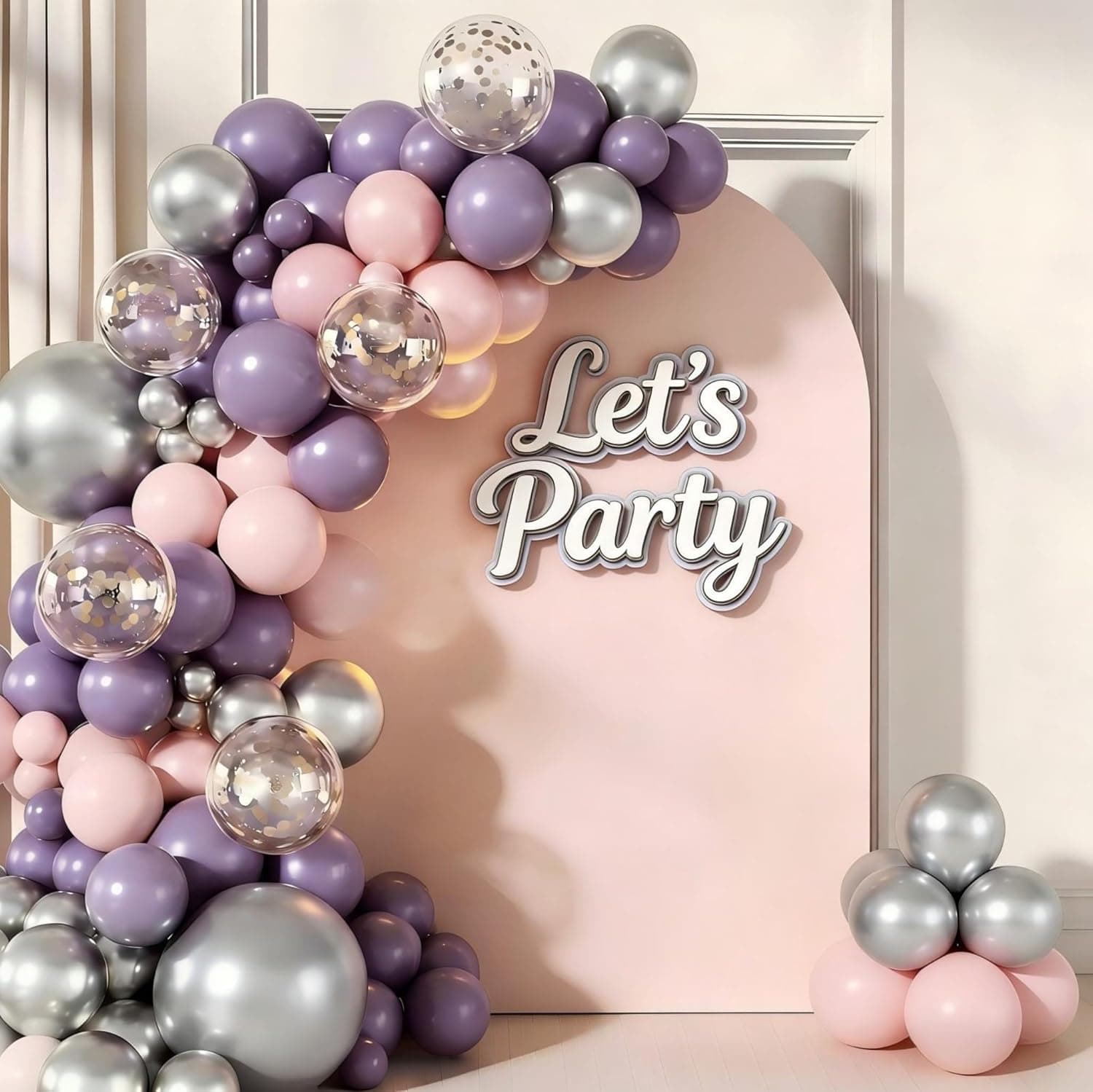 Butterfly Balloon Garland Arch Kit, 160 Pcs Pink Purple Silver Gold Confetti Balloons for Lavender Valentine Wedding Baby Shower Garden Girls Women Birthday Party Decorations