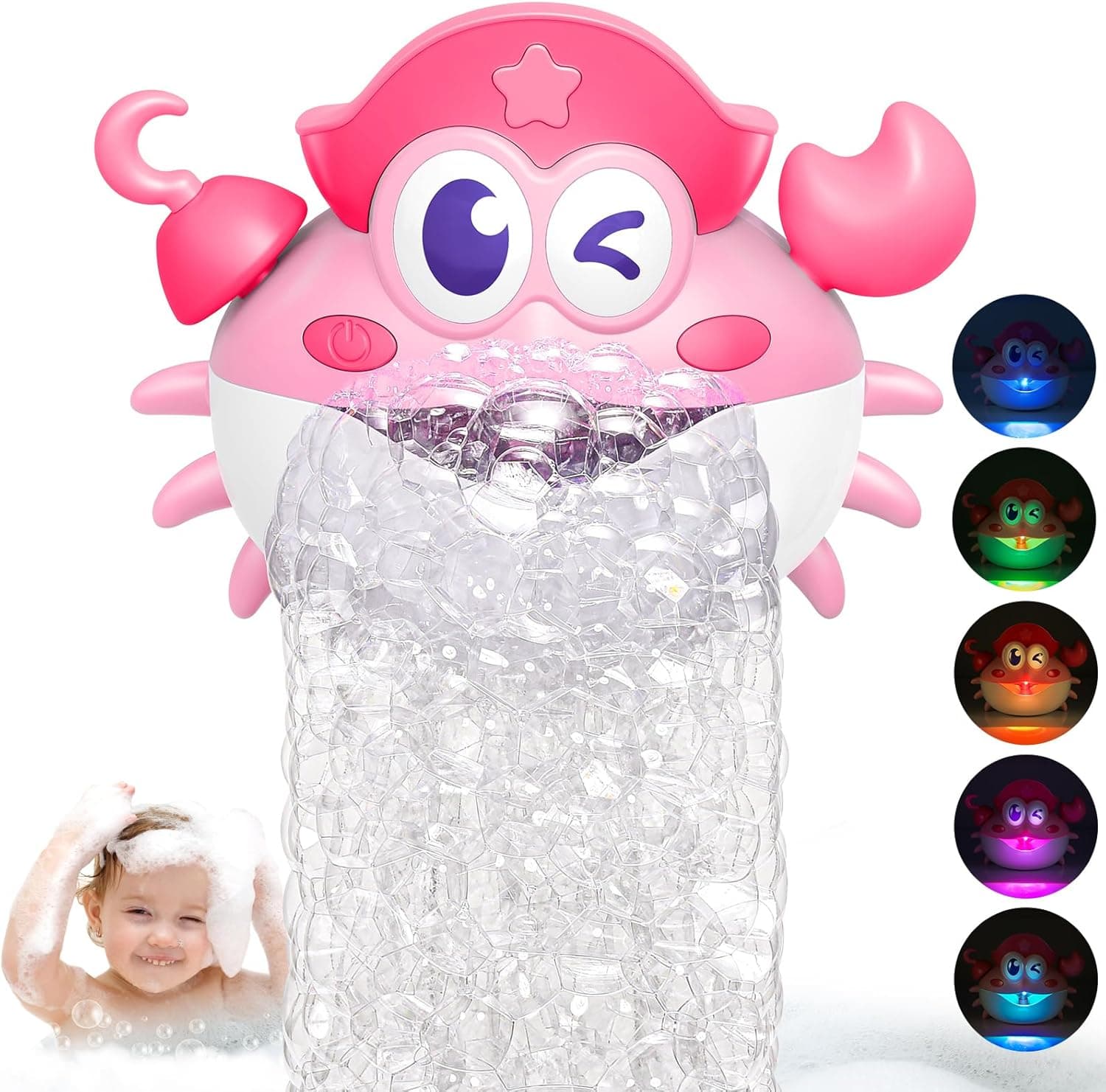 Bath Toys,USB Rechargeable Bubble Machine Light Up Baby Bath Toys Bath Bubble Maker with Colourful RGB Light Great Birthday for Toddler Boys and Girls Tub Toy for Kids Ages 1-3 4-8 - image 1