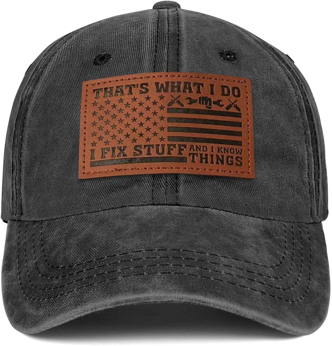 Embroidered Leather That's What I Do I Fix Stuff and I Know Things Hat for Men Dad Husband Uncle Adjustable Baseball Cap