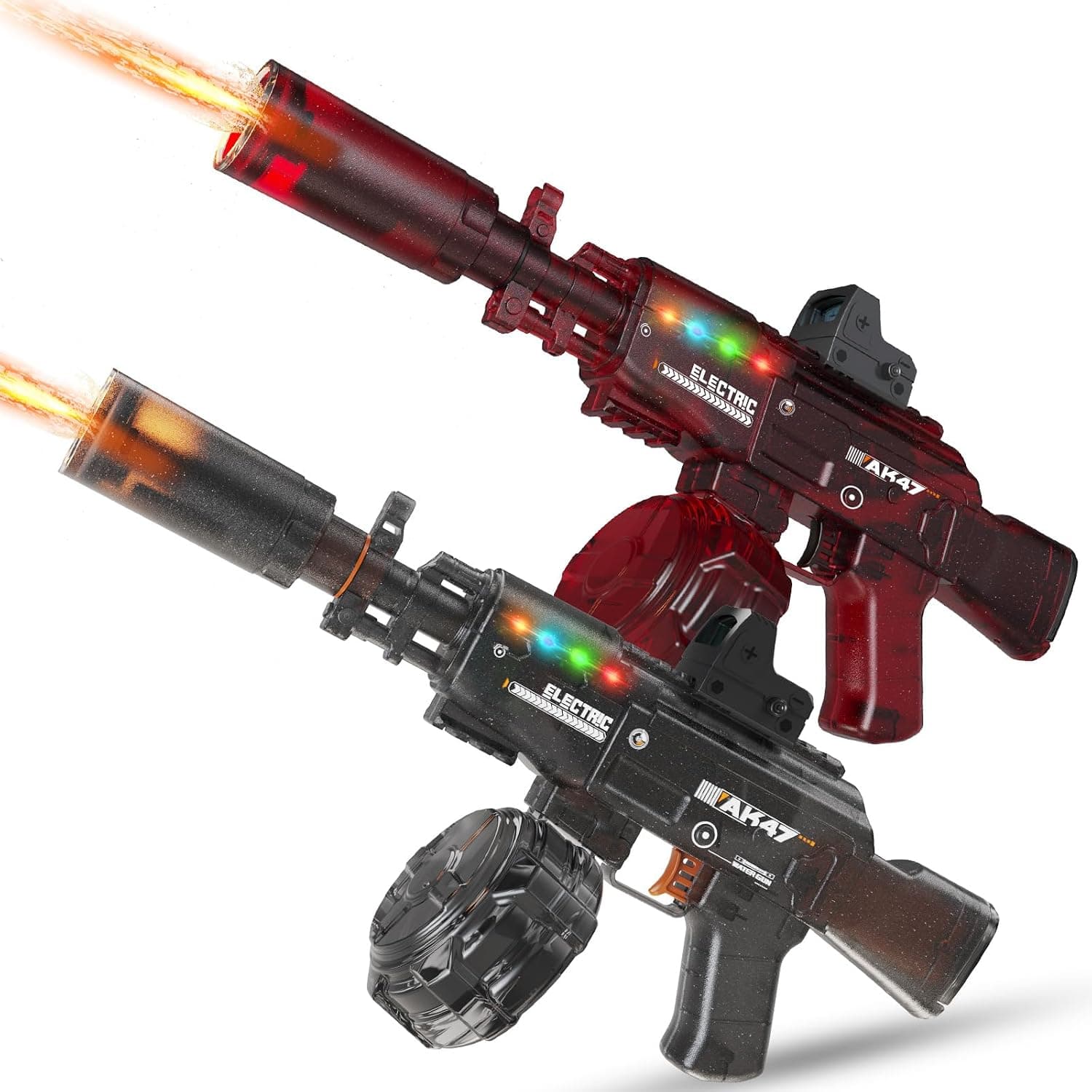 2 Pack Electric Water Gun for Adults & Kids with Colorful LED Light,Automatic Water Blaster Squirt Guns with Flashing Muzzle,Range up to 32FT, Summer Outdoor Toy for Swimming Pool Beach Party (red)