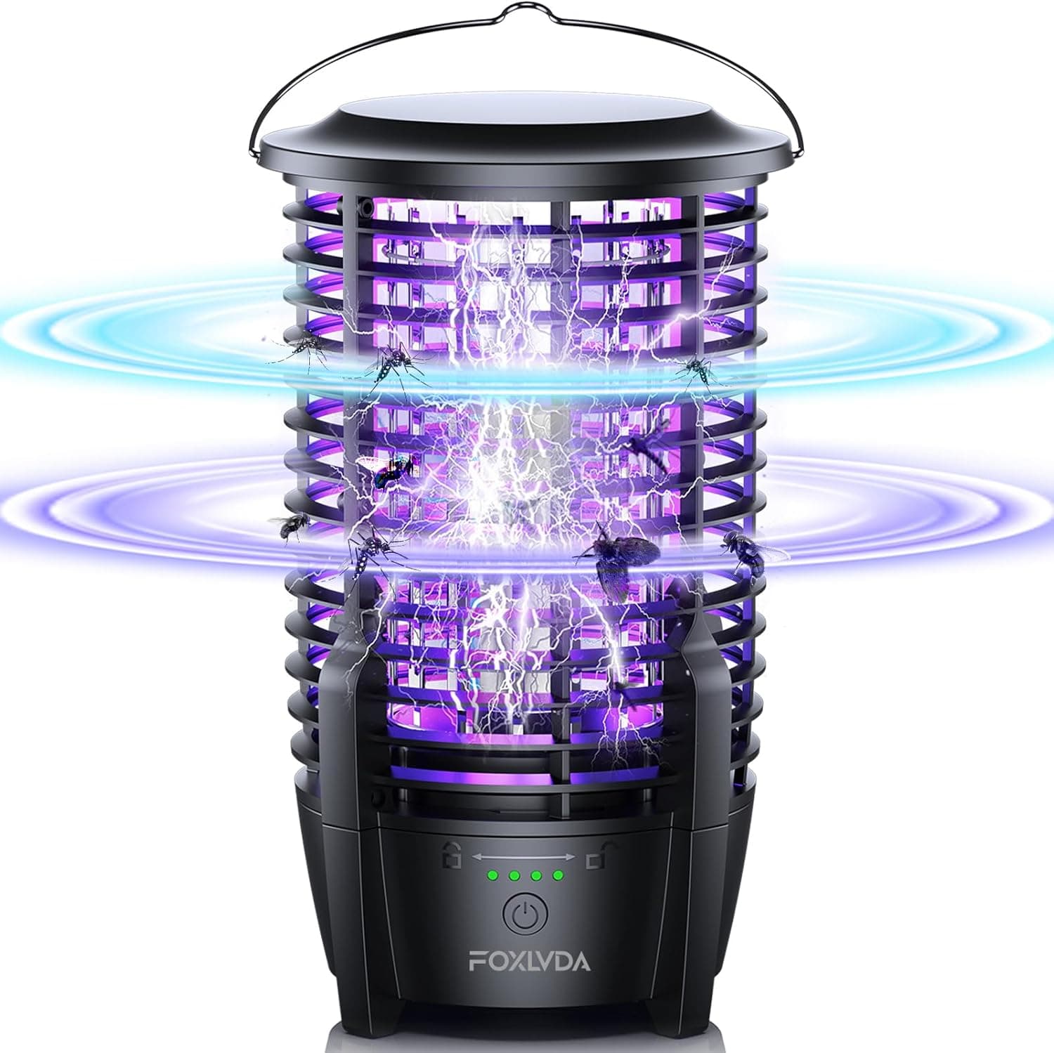 FOXLVDA Bug Zapper Outdoor & Indoor, Mosquito Zapper 2 in 1 Portable & Rechargeable Bug Zapper with 3600mAh Battery & LED Night Light, Powerful Electric Fly Zapper for Patio, Backyard, Garden, Camping