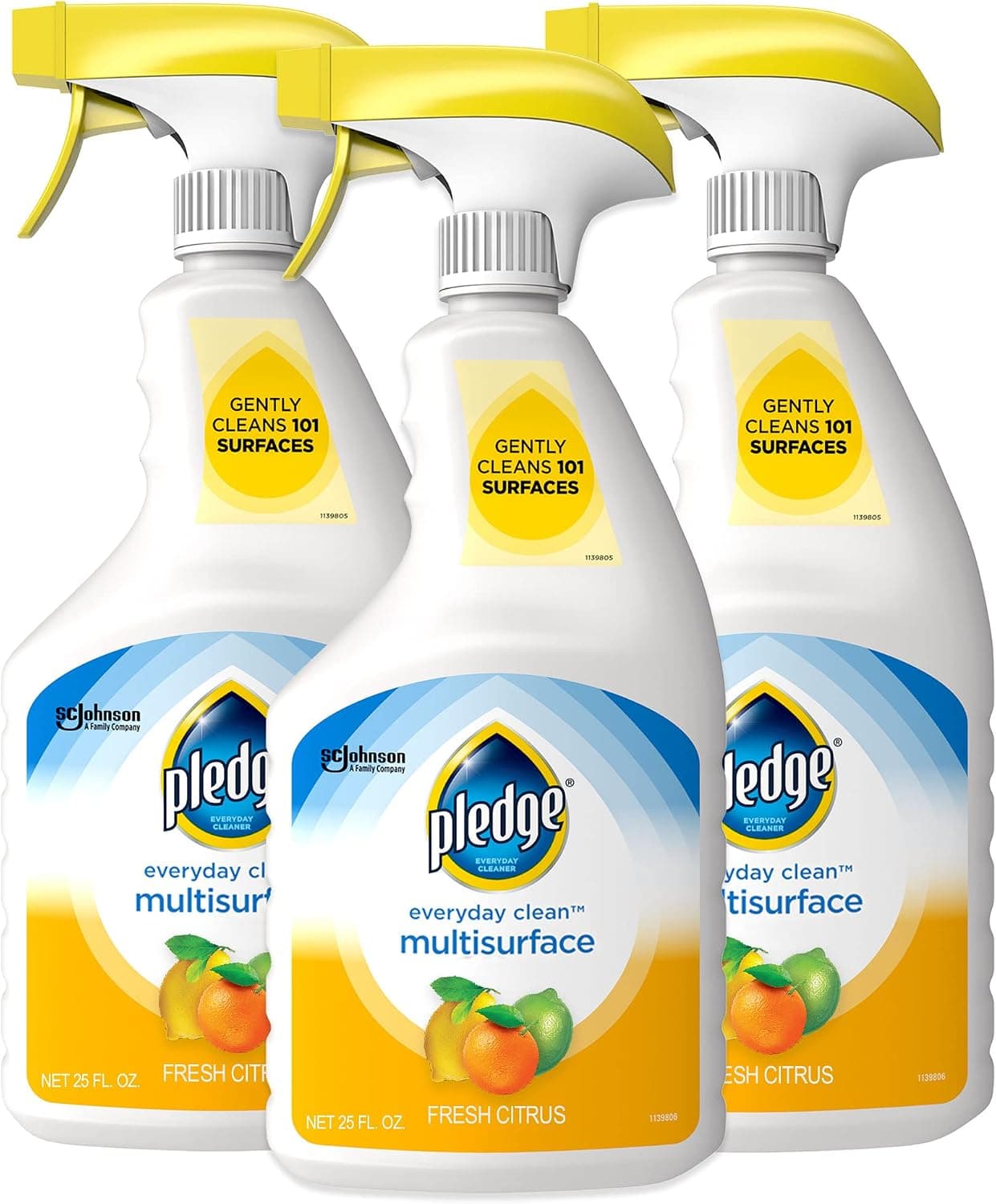 Pledge pH Balanced Multi Surface Cleaner Spray, Fresh Citrus, 3 Pack (25 oz)