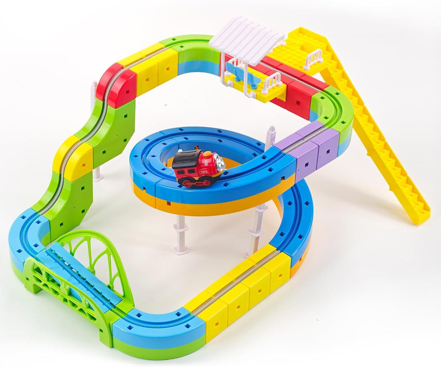 Electric Train Set for Kids, STEM 3D Modular Track Building Set, 81 Pcs, 3+ - image 1