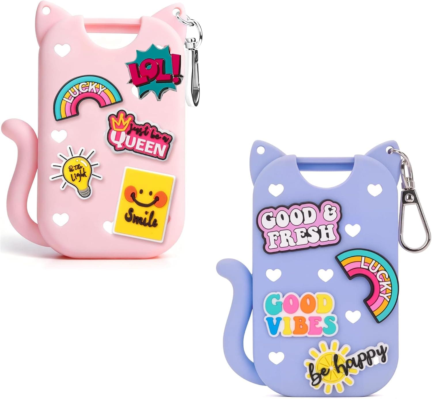 Silicone Case for Touchland Hand Sanitizer Spray, Compatible with Touchland 1 FL OZ/30ML with Keychain & 8 Charms, Cute Hand Sanitizer Travel Accessories, Mothers Day Gifts (Pink+Blue) - image 1
