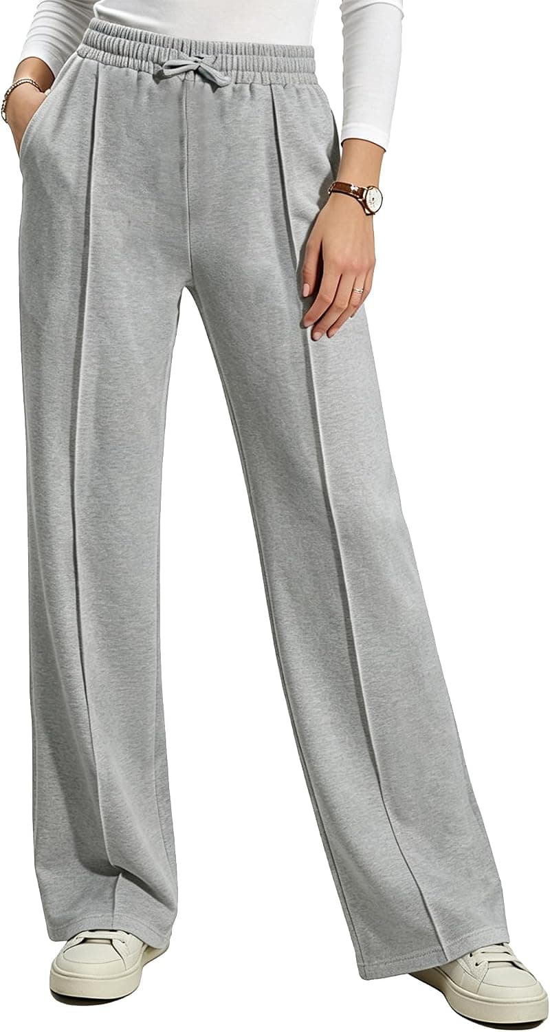 Women Wide Leg Sweatpants Baggy Palazzo Yoga Pants French Terry Lounge Pants with Pockets - image 1