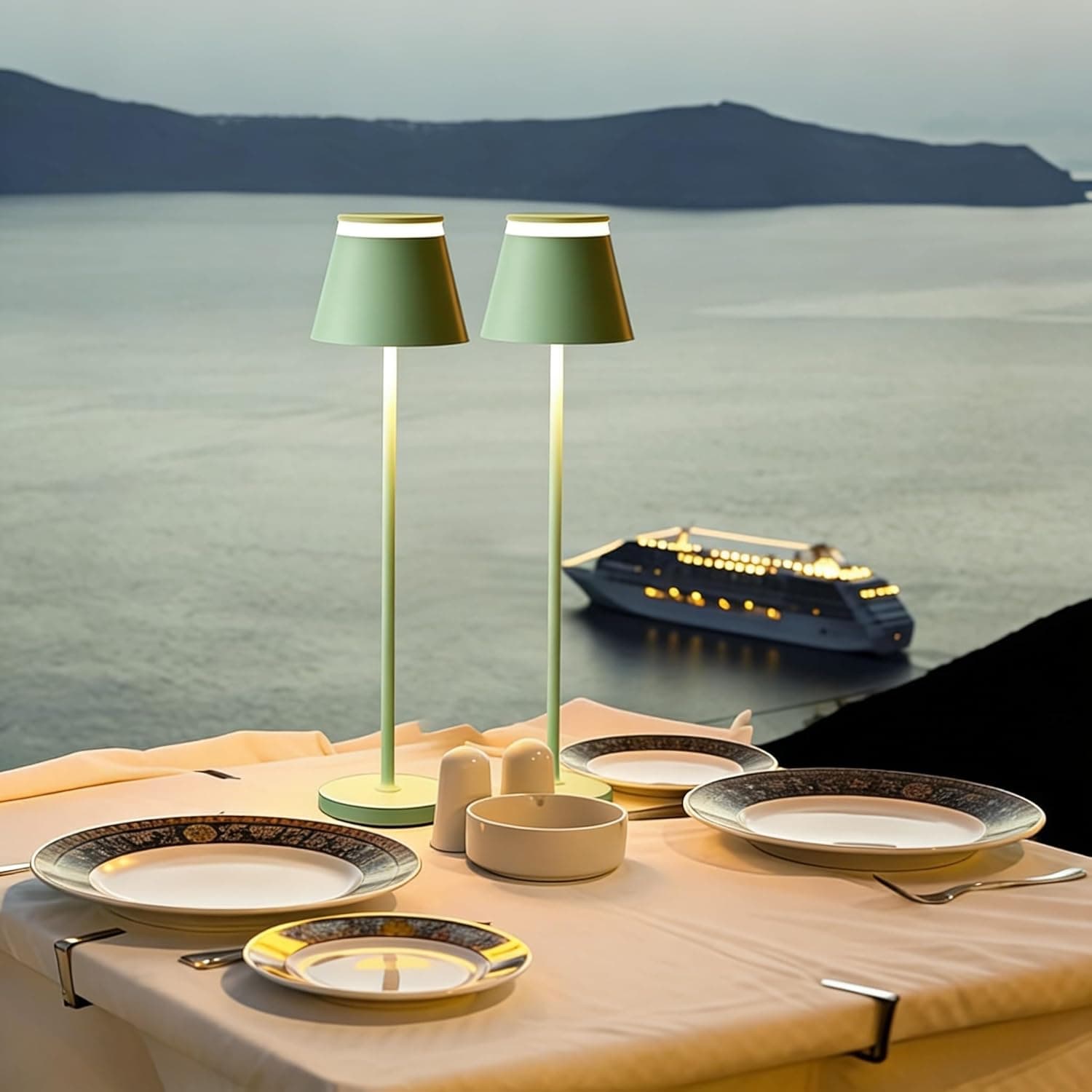 Cordless Table Lamp Set of 2 with Portable USB Rechargeable Dock, LED Wireless Touch Desk Lamps with Remote, 3 Color Stepless Dimmable, for Bedroom Night Lights Dining Outdoor Patio Restaurant - image 1
