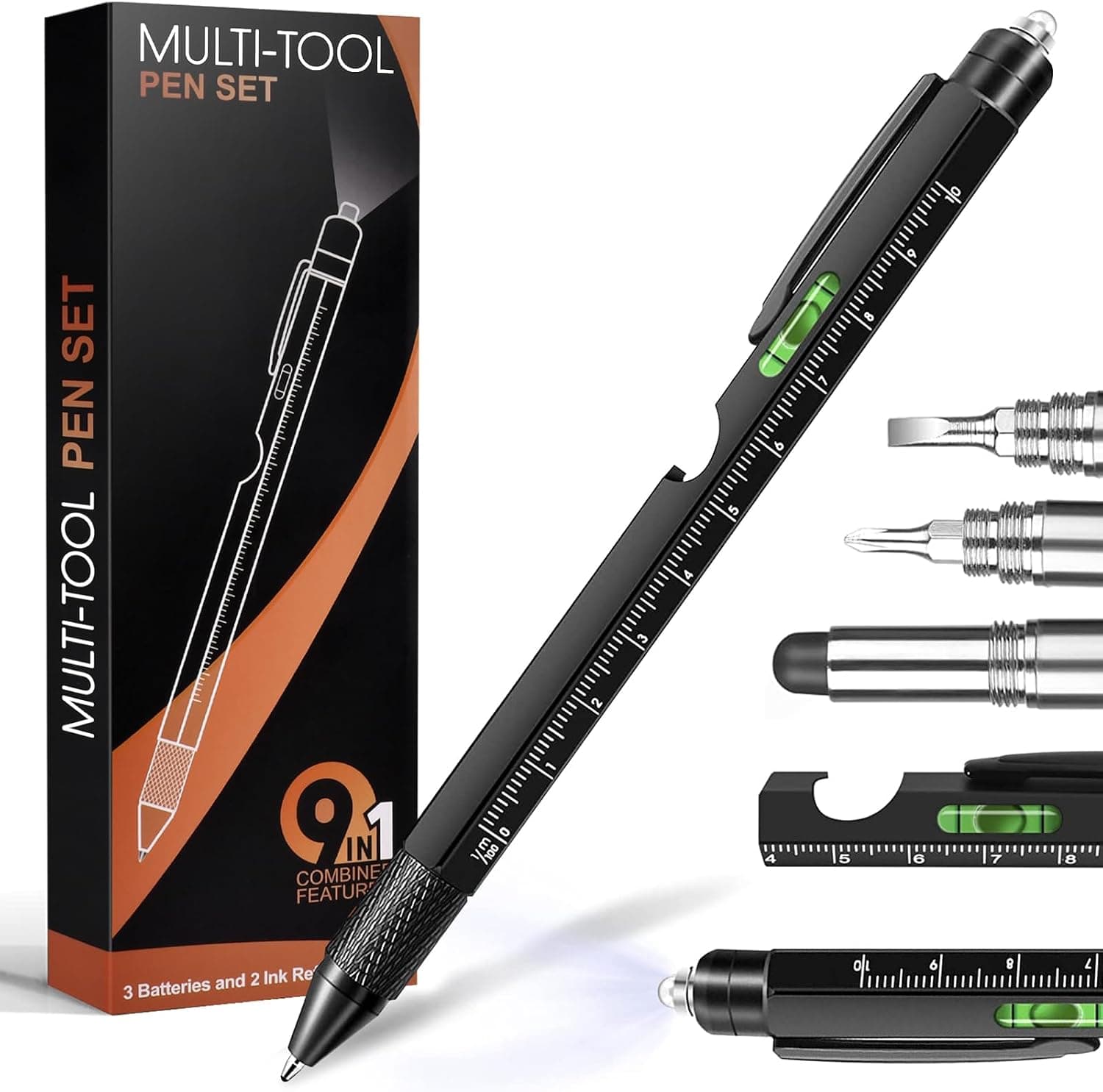 Stocking Stuffers for Men Dad Husband Him Adult 9 in 1 Multitool Pen
