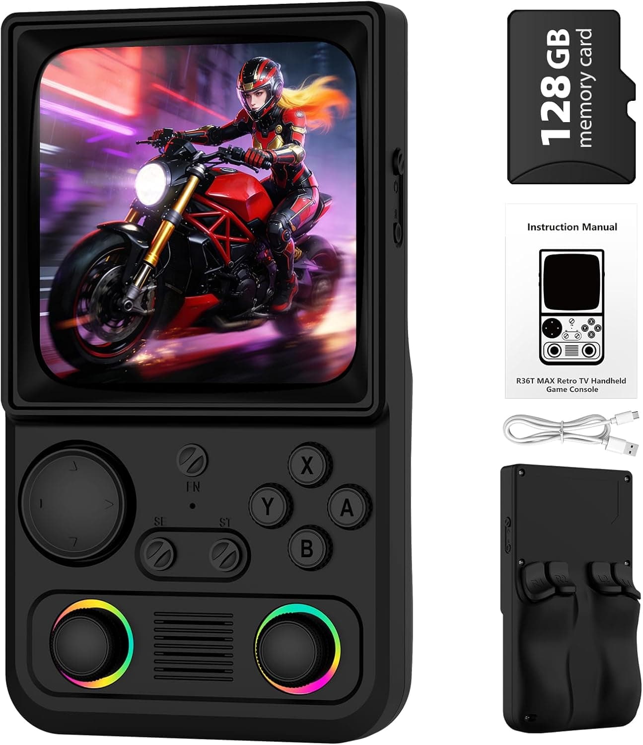 R36TMAX Upgraded Retro Handheld Game Console with 4000mAh Battery, 4.0'' IPS Screen, Retro Gaming Console with Portable Case, Supports WiFi Networked Fighting and OTG (128GB Black) - image 1