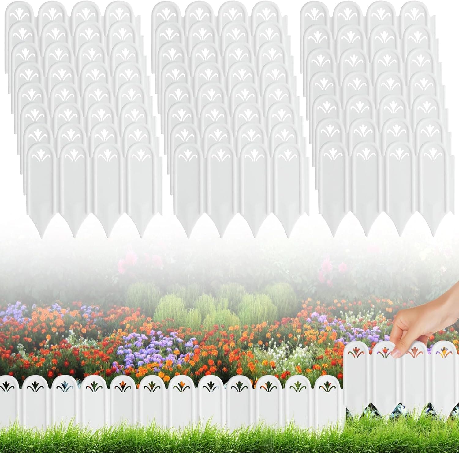 15.5Ft Garden Edging Border, 23Pcs Landscape Edging, Decorative Garden Edging, Fence Border for Flower Bed Barriers and Landscape Fencing
