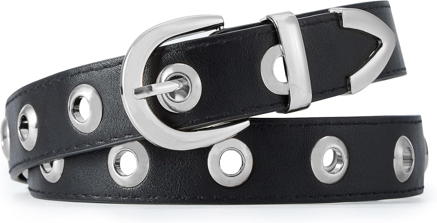 Women Studded Leather Belt for Jeans, Punk Rock Western Fashion Belts - image 1