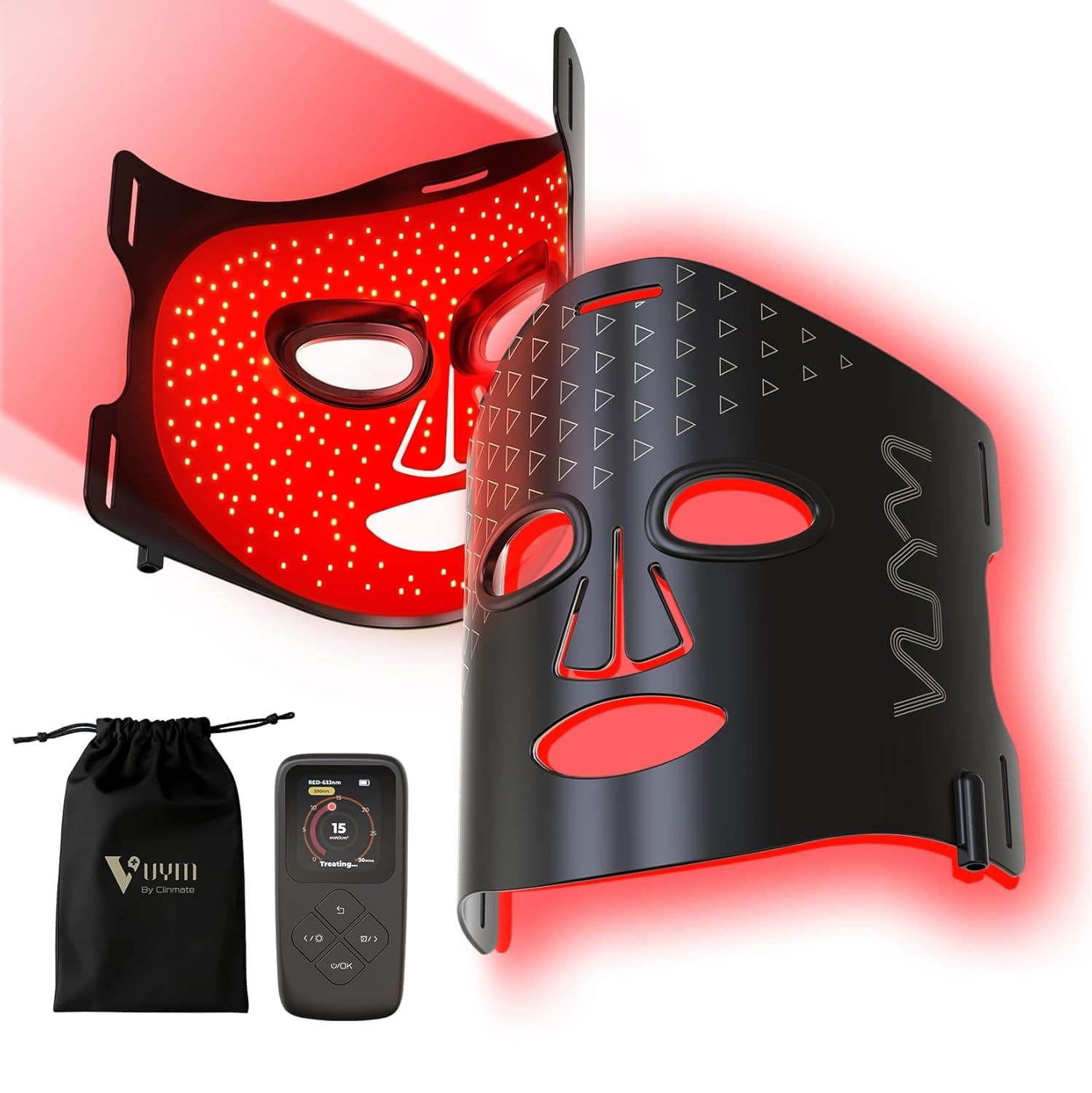 Red Light Therapy Mask: 292 LEDs High Energy Professional Infrared Red Light Therapy Device for Face Led Lighting Facial Mask Replace Photon Rejuvenation - Black Bag - image 1