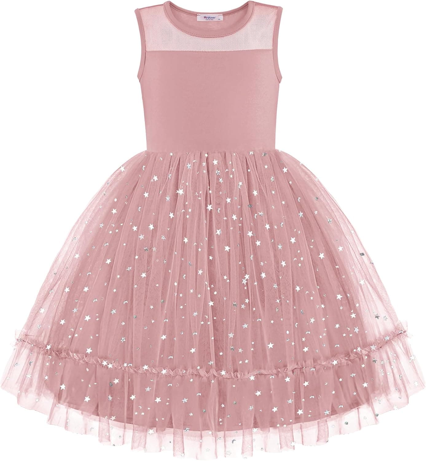 Arshiner Toddler Girls Dresses Sleeveless Party Tutu Mesh Dress with Pocket