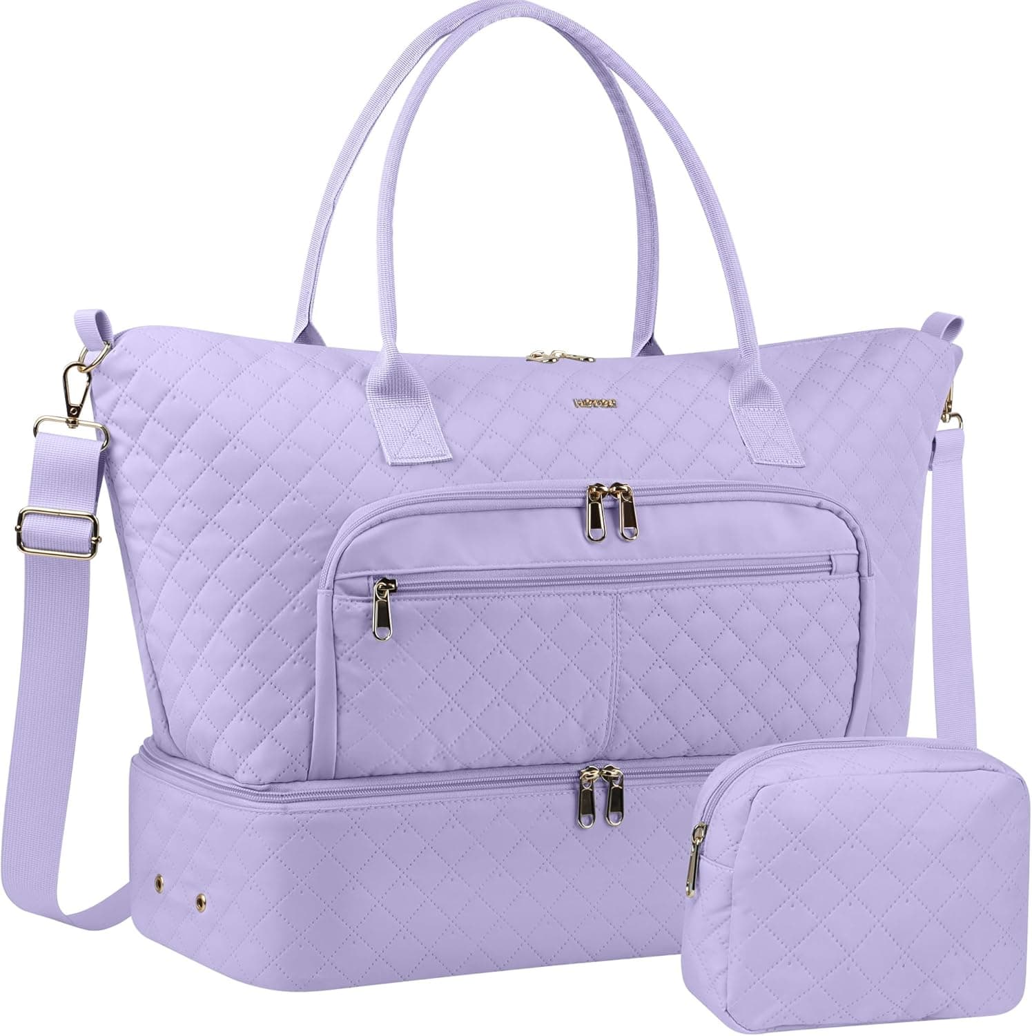 HOTOR Travel Duffle Bag for Women - Carry on Bag with Toiletry Pouch & Shoe Compartment, Large Overnight Weekender Bags for Gym, Business Trips, Sports and Hospital, Purple, 17.3" x 7.9" x 13.4" - image 1