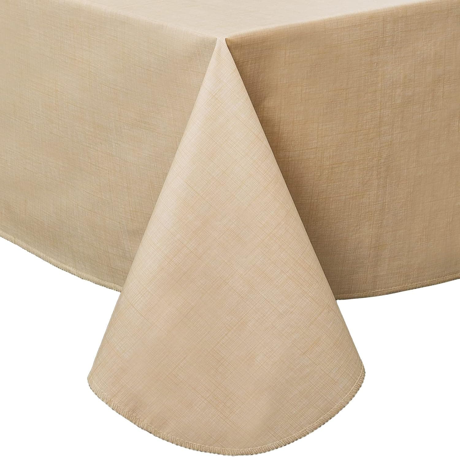 LIBERECOO Vinyl Tablecloth with Flannel Backing, Champagne, Waterproof, Stain-Resistant, Easy-Clean Table Cover for Dining, Kitchen, and Outdoor Use, 60" x 102" Rectangle - image 1