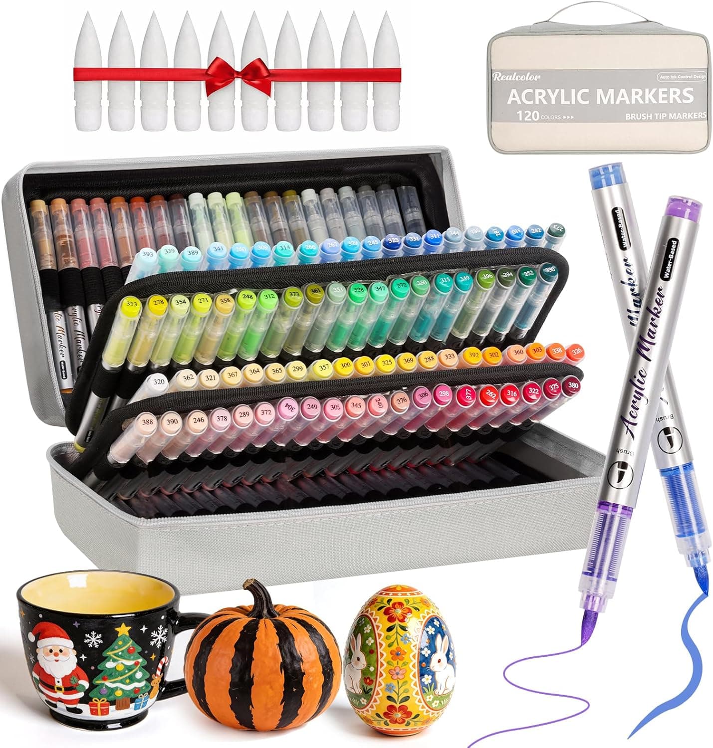 120 Colors Acrylic Paint Markers, Soft Brush Tip Acrylic Paint Pens Paint Markers for Wood, Stone, Canvas, Glass, Fabric, Egg, Rock Painting, and DIY Crafts Non-Toxic, Art Supplies