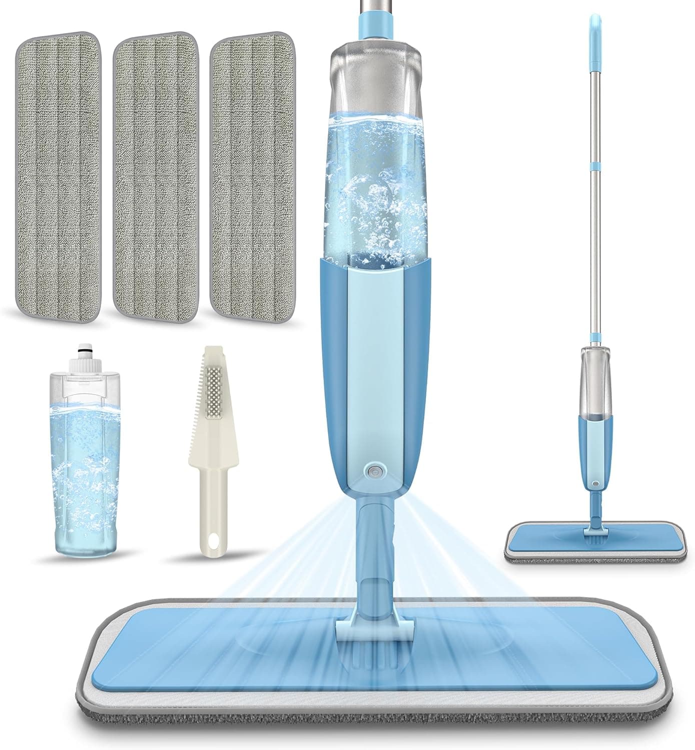 MEXERRIS Spray Wet Mop with 3 Washable Pads for Hardwood, Tile & Laminate Floor Cleaning