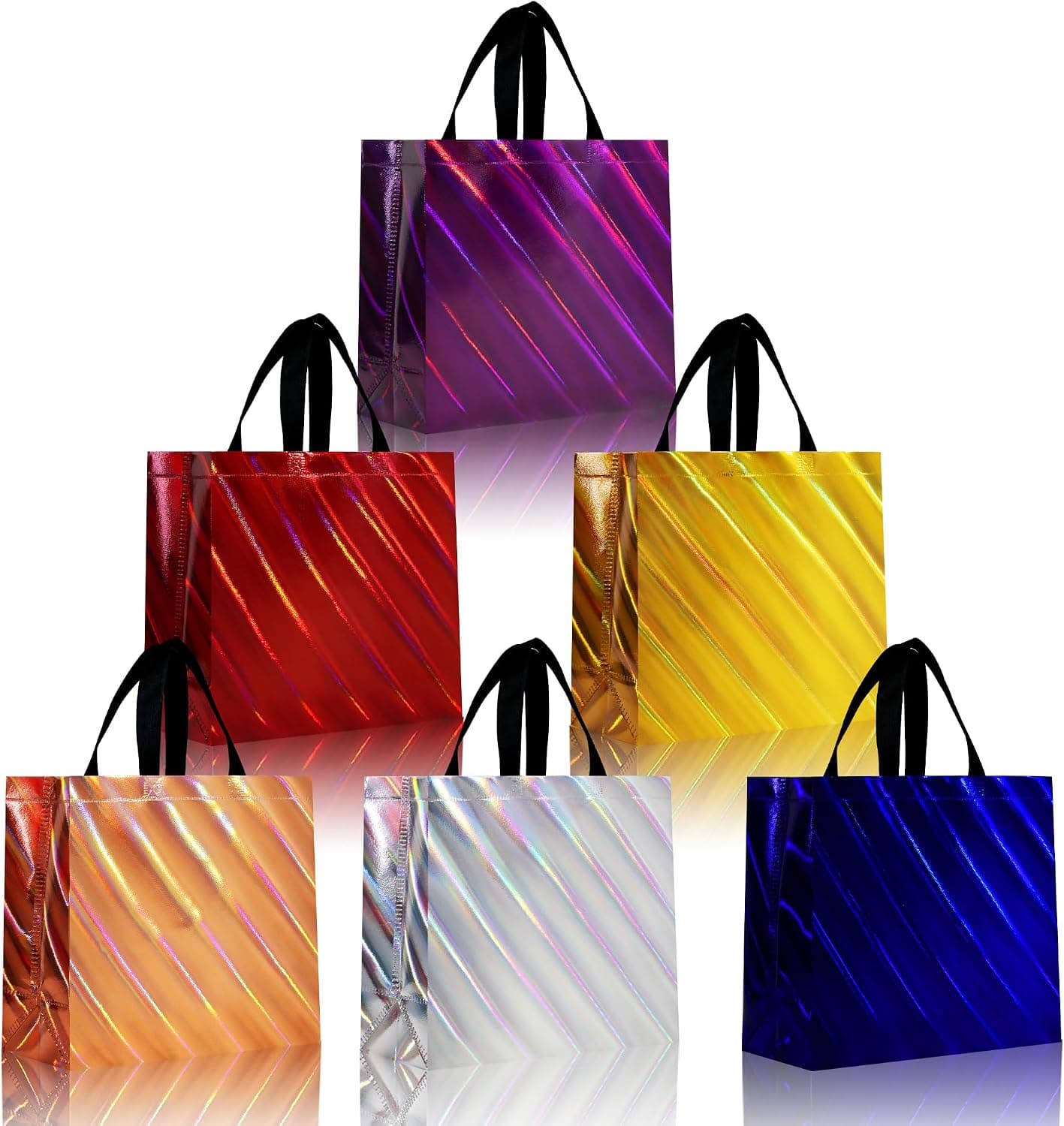 cabzymx Non Woven Reusable Gift Bags Bulk 18 Pack - Sturdy Gift Bags with Handles for Events & Parties - Eco Friendly Goodie Bags (Multicolor 12.6" L x 4.7" W x 11" H)