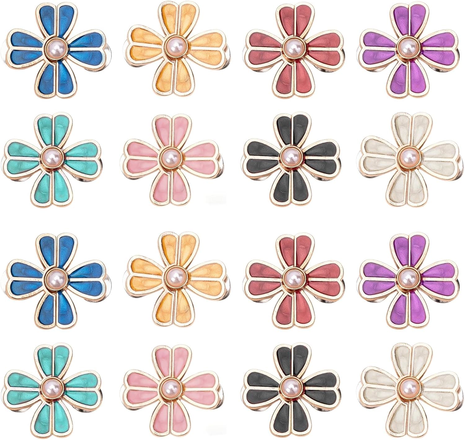 16 Adjustable Trouser Waist Buttons, No Sewing Jeans Waist Clips, Invisible Belt Clip, Flower Buckle, Shrink Trousers, Waist Adapter for Skirts, Clothes