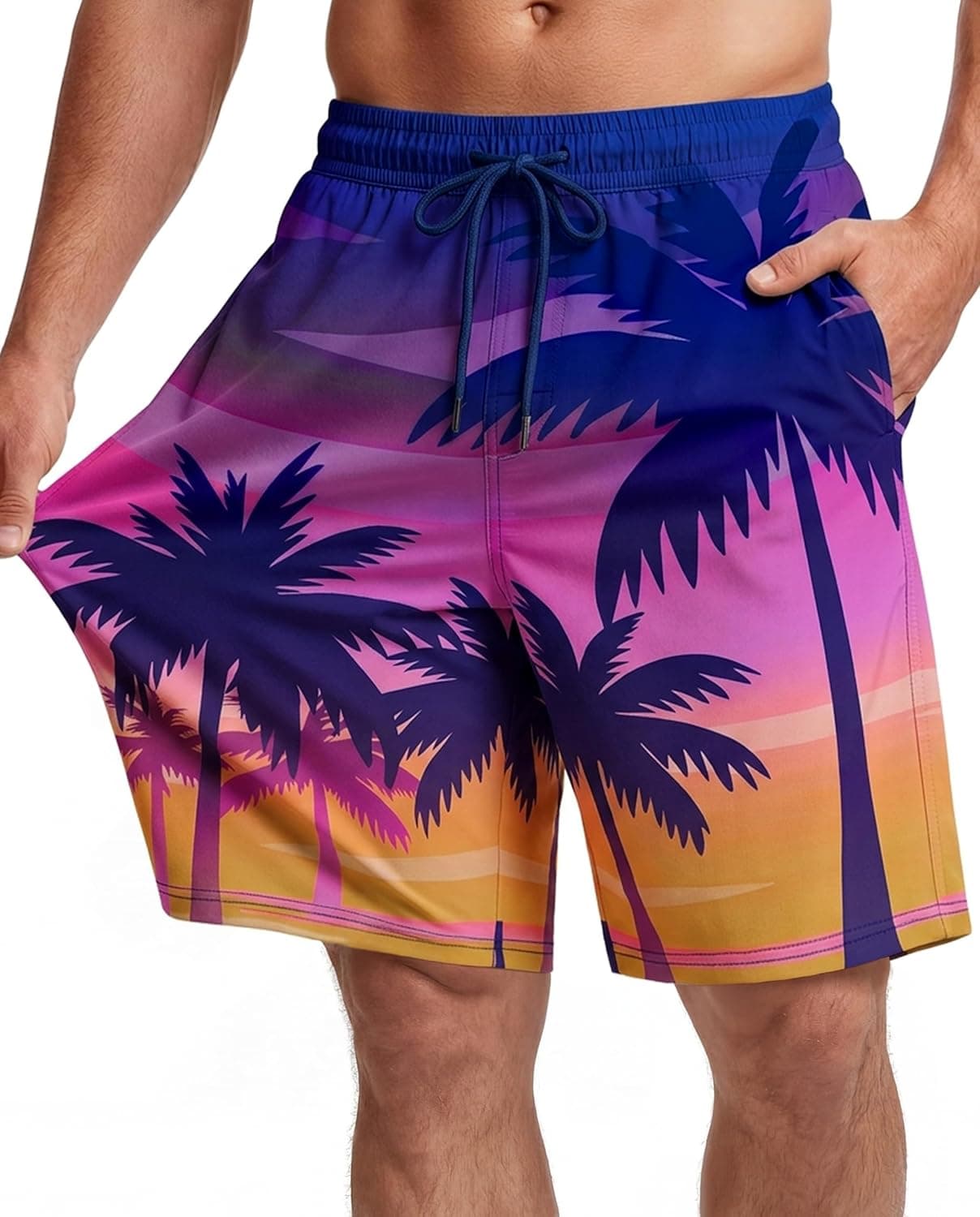 Men Swim Trunks 9 Inch with Mesh Lining Breathable Quick Dry Drawstring Pockets for Summer Beach Pool Board - image 1