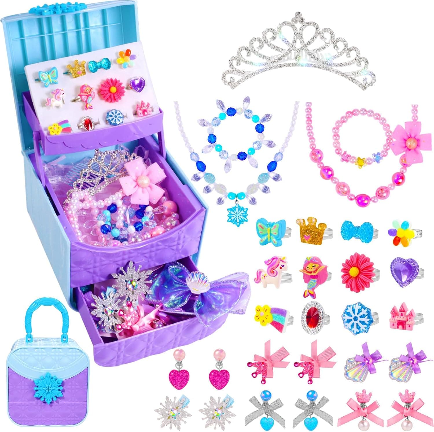 Princess Kids Jewelry for Girls: Toddler Dress Up Unicorn Toy Set