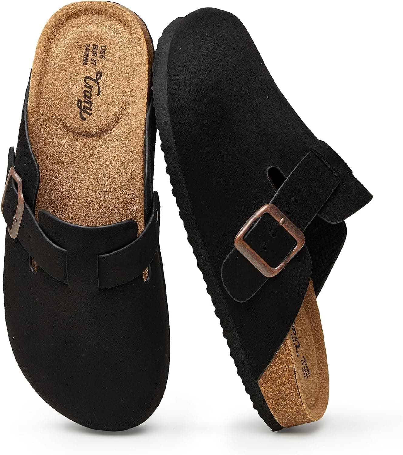 Trary Cloris Vegan Suede Clogs for Women, Slip On Potato Shoes Mules