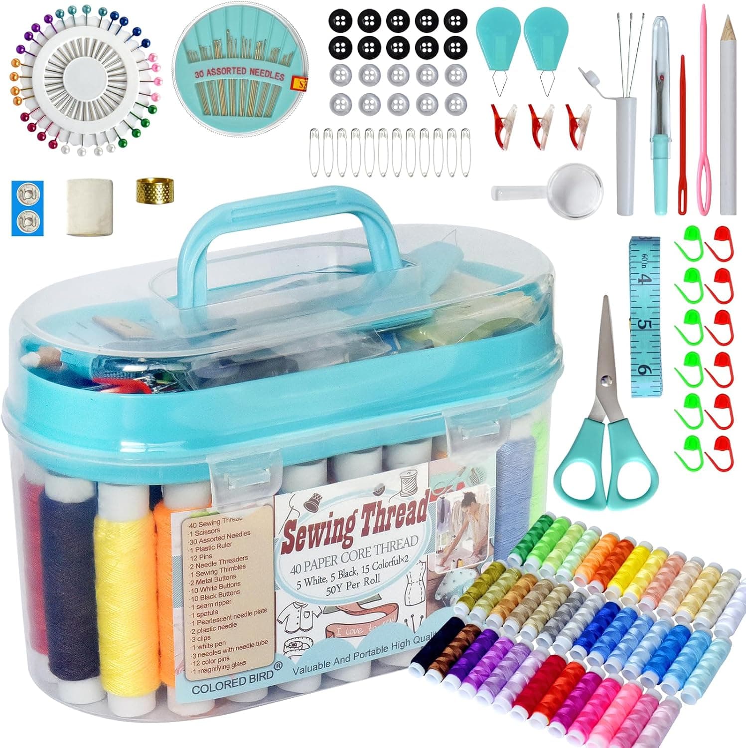 40 Spools of Sewing Thread & Portable Repair Kit for Beginners - image 1