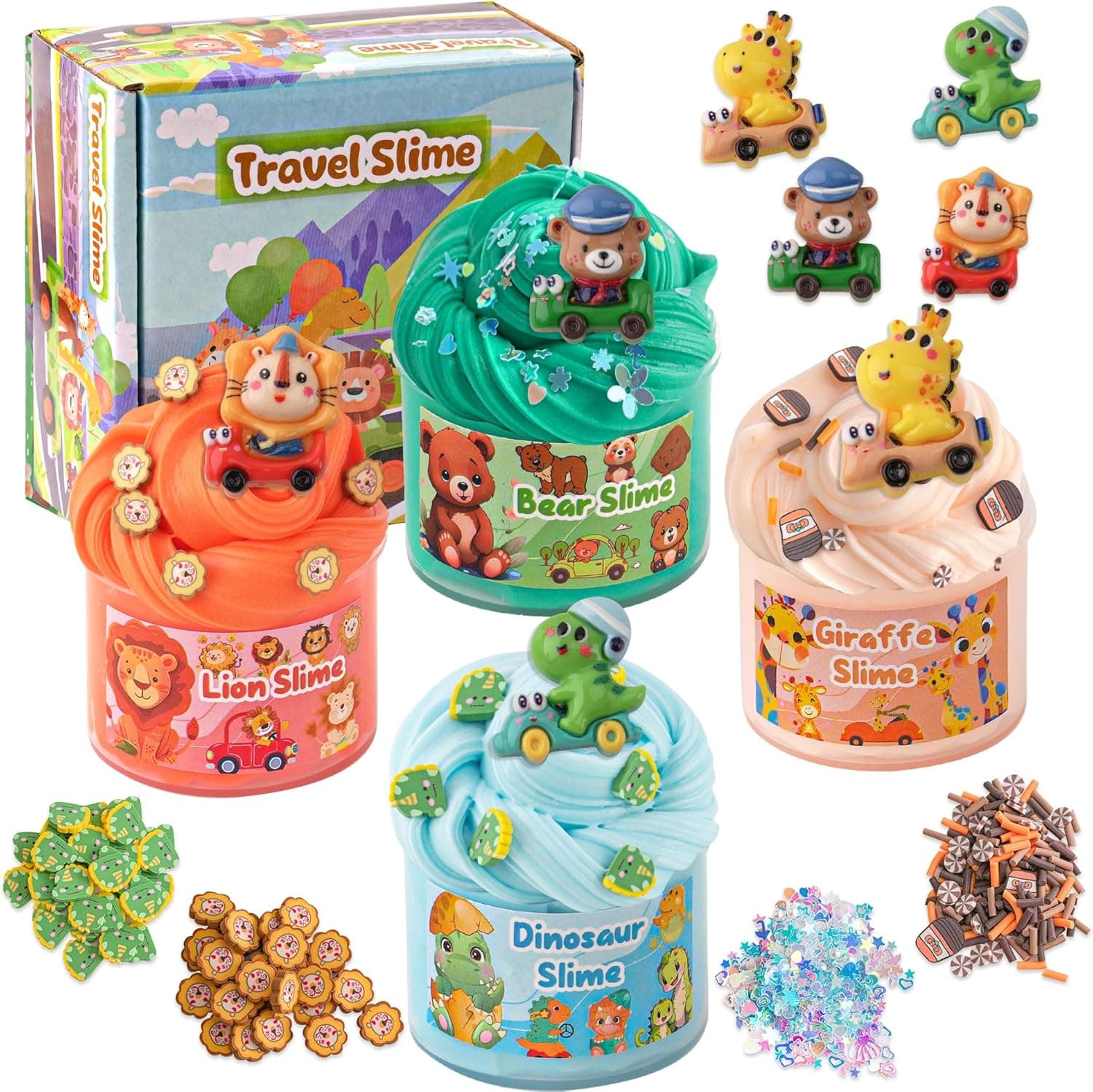 Easter Basket Stuffers, 4 Pack Butter Slime with Easter Dinosaur Slime Charm, Easter Slime Toys for Kids, Easter Gifts for Toddlers Teens Girls Boys, Easter Egg for Slime Party Favors
