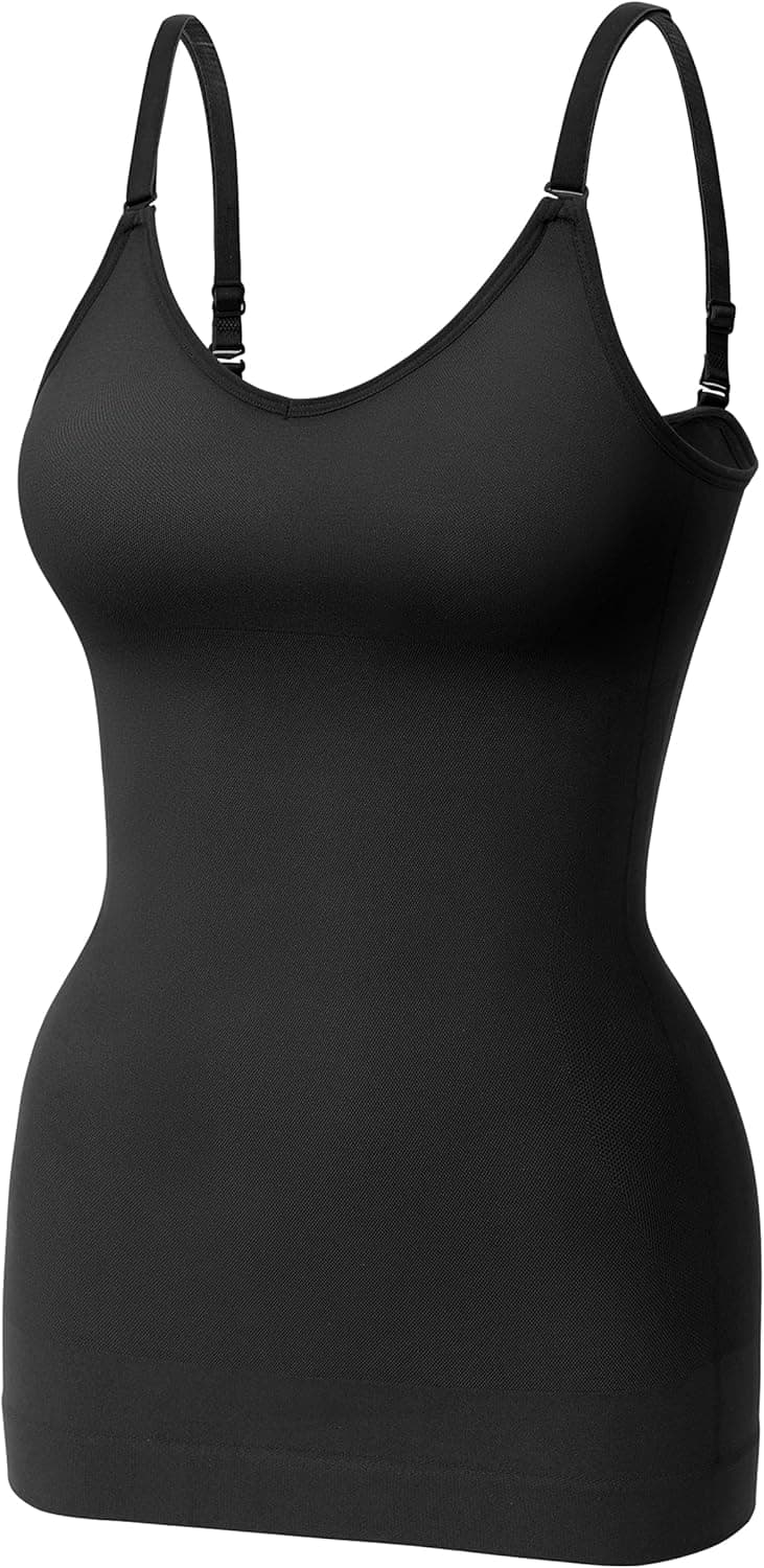KIKIMINK Womens Shapewear Tank Tops Tummy Control Seamless V-Neck Spaghetti Strap Body Shaper Compression Slimming Camisole